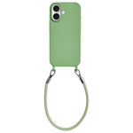 Custodia per telefono in silicone antiurto con passanti integrati per cordino e cordino in pelle., For iPhone 16 Plus