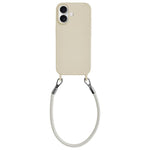 Custodia per telefono in silicone antiurto con passanti integrati per cordino e cordino in pelle., For iPhone 16 Plus