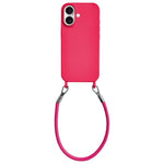 Custodia per telefono in silicone antiurto con passanti integrati per cordino e cordino in pelle., For iPhone 16
