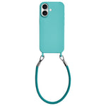 Custodia per telefono in silicone antiurto con passanti integrati per cordino e cordino in pelle., For iPhone 16