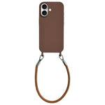 Custodia per telefono in silicone antiurto con passanti integrati per cordino e cordino in pelle., For iPhone 16