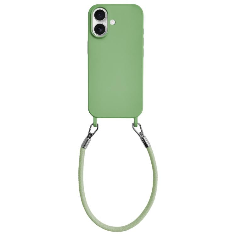 Custodia per telefono in silicone antiurto con passanti integrati per cordino e cordino in pelle., For iPhone 16