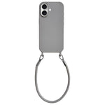Custodia per telefono in silicone antiurto con passanti integrati per cordino e cordino in pelle., For iPhone 16