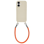Custodia per telefono in silicone antiurto con passanti integrati per cordino e cordino in pelle., For iPhone 16