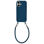 Custodia per telefono in silicone antiurto con passanti integrati per cordino e cordino in pelle., For iPhone 16