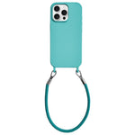 Custodia per telefono in silicone antiurto con passanti integrati per cordino e cordino in pelle., For iPhone 15 Pro Max