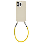 Custodia per telefono in silicone antiurto con passanti integrati per cordino e cordino in pelle., For iPhone 15 Pro Max