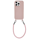 Custodia per telefono in silicone antiurto con passanti integrati per cordino e cordino in pelle., For iPhone 15 Pro