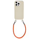 Custodia per telefono in silicone antiurto con passanti integrati per cordino e cordino in pelle., For iPhone 15 Pro