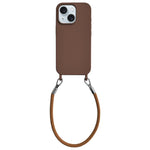 Custodia per telefono in silicone antiurto con passanti integrati per cordino e cordino in pelle., For iPhone 15 Plus