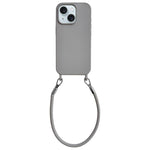 Custodia per telefono in silicone antiurto con passanti integrati per cordino e cordino in pelle., For iPhone 15 Plus
