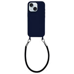 Custodia per telefono in silicone antiurto con passanti integrati per cordino e cordino in pelle., For iPhone 15 Plus