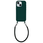 Custodia per telefono in silicone antiurto con passanti integrati per cordino e cordino in pelle., For iPhone 15 Plus