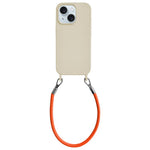Custodia per telefono in silicone antiurto con passanti integrati per cordino e cordino in pelle., For iPhone 15 Plus
