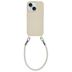 Custodia per telefono in silicone antiurto con passanti integrati per cordino e cordino in pelle., For iPhone 15 Plus