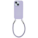 Custodia per telefono in silicone antiurto con passanti integrati per cordino e cordino in pelle., For iPhone 15