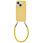 Custodia per telefono in silicone antiurto con passanti integrati per cordino e cordino in pelle., For iPhone 15