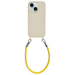 Custodia per telefono in silicone antiurto con passanti integrati per cordino e cordino in pelle., For iPhone 15