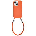 Custodia per telefono in silicone antiurto con passanti integrati per cordino e cordino in pelle., For iPhone 15