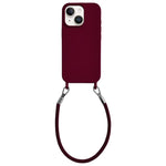 Custodia per telefono in silicone antiurto con passanti integrati per cordino e cordino in pelle., For iPhone 14 Plus