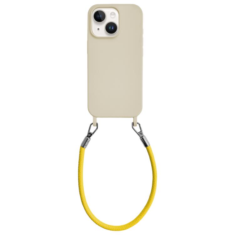 Custodia per telefono in silicone antiurto con passanti integrati per cordino e cordino in pelle., For iPhone 14 Plus