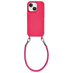 Custodia per telefono in silicone antiurto con passanti integrati per cordino e cordino in pelle., For iPhone 14