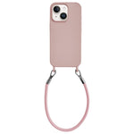 Custodia per telefono in silicone antiurto con passanti integrati per cordino e cordino in pelle., For iPhone 14