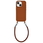 Custodia per telefono in silicone antiurto con passanti integrati per cordino e cordino in pelle., For iPhone 14