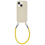 Custodia per telefono in silicone antiurto con passanti integrati per cordino e cordino in pelle., For iPhone 14