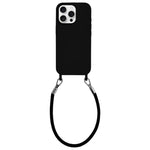Custodia per telefono in silicone antiurto con passanti integrati per cordino e cordino in pelle., For iPhone 14 Pro Max