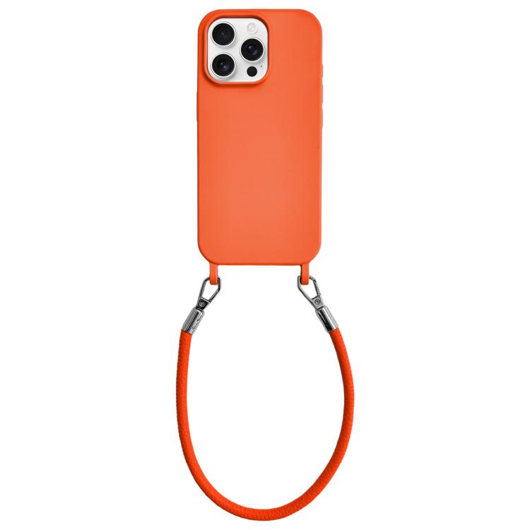 Custodia per telefono in silicone antiurto con passanti integrati per cordino e cordino in pelle., For iPhone 14 Pro Max