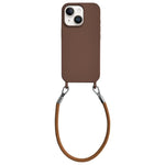 Custodia per telefono in silicone antiurto con passanti integrati per cordino e cordino in pelle., For iPhone 13