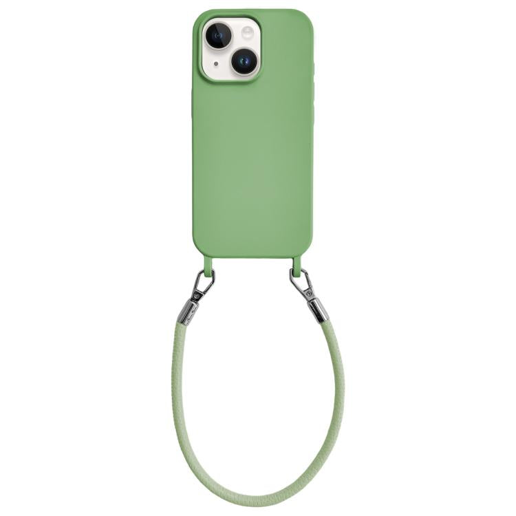 Custodia per telefono in silicone antiurto con passanti integrati per cordino e cordino in pelle., For iPhone 13