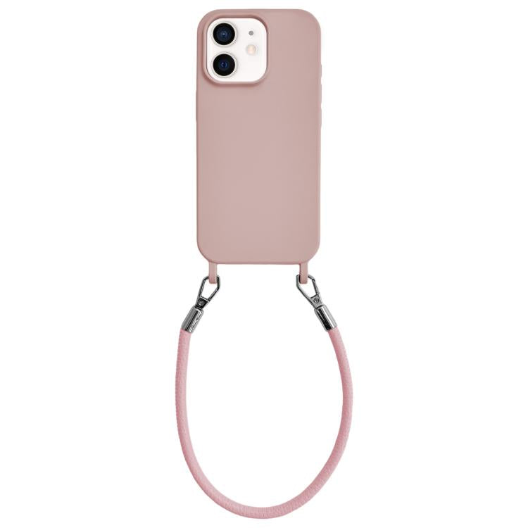 Custodia per telefono in silicone antiurto con passanti integrati per cordino e cordino in pelle., For iPhone 12