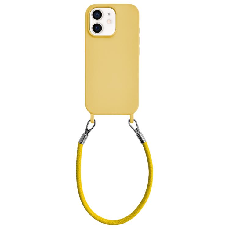 Custodia per telefono in silicone antiurto con passanti integrati per cordino e cordino in pelle., For iPhone 12