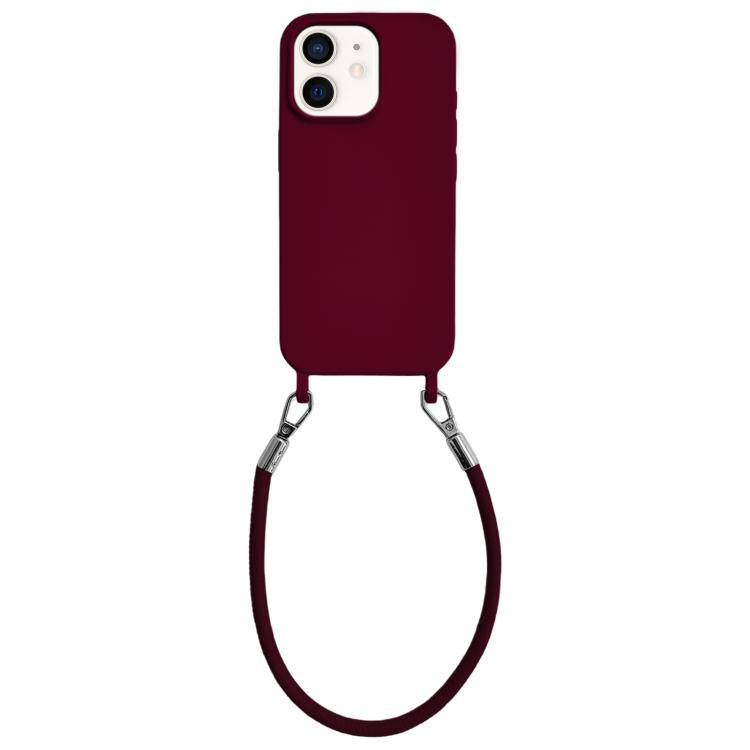 Custodia per telefono in silicone antiurto con passanti integrati per cordino e cordino in pelle., For iPhone 12