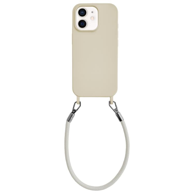 Custodia per telefono in silicone antiurto con passanti integrati per cordino e cordino in pelle., For iPhone 12