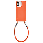 Custodia per telefono in silicone antiurto con passanti integrati per cordino e cordino in pelle., For iPhone 12