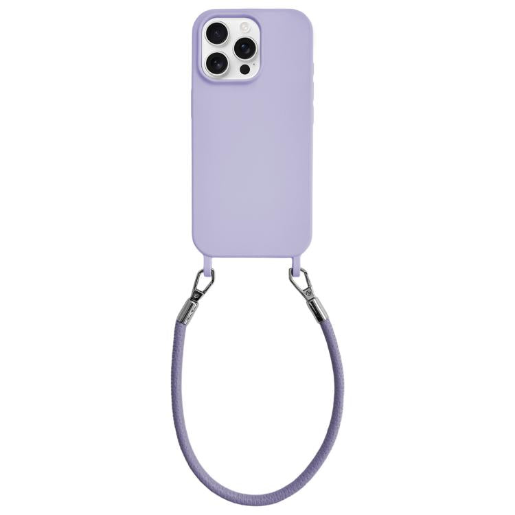 Custodia per telefono in silicone antiurto con passanti integrati per cordino e cordino in pelle., For iPhone 12 Pro