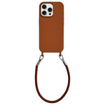 Custodia per telefono in silicone antiurto con passanti integrati per cordino e cordino in pelle., For iPhone 12 Pro