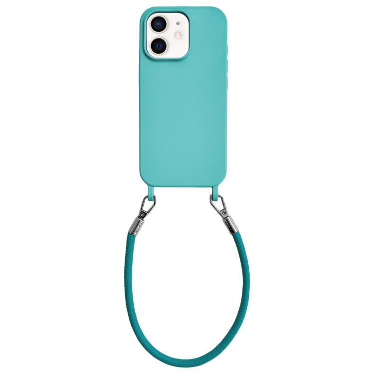 Custodia per telefono in silicone antiurto con passanti integrati per cordino e cordino in pelle., For iPhone 11