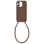 Custodia per telefono in silicone antiurto con passanti integrati per cordino e cordino in pelle., For iPhone 11
