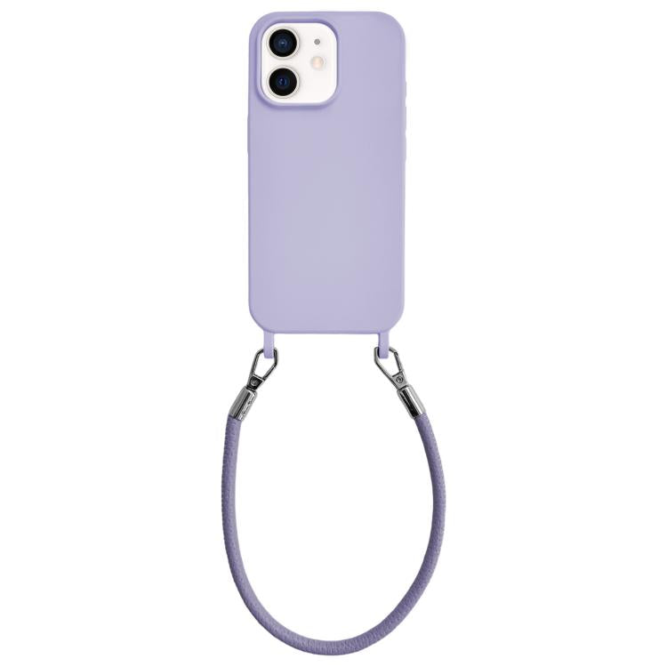 Custodia per telefono in silicone antiurto con passanti integrati per cordino e cordino in pelle., For iPhone 11