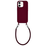 Custodia per telefono in silicone antiurto con passanti integrati per cordino e cordino in pelle., For iPhone 11