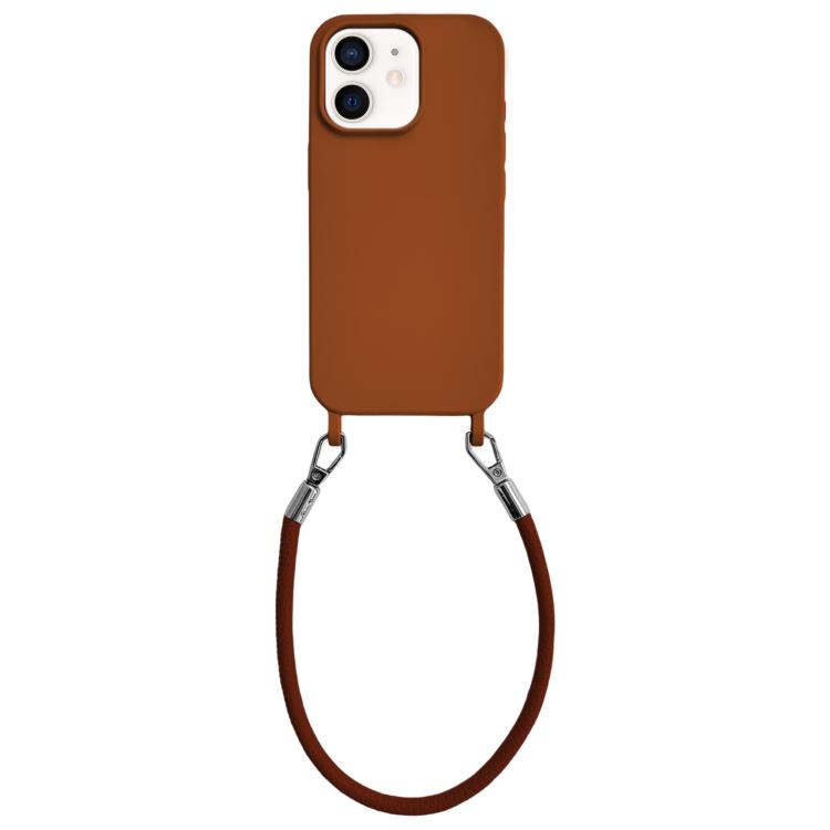 Custodia per telefono in silicone antiurto con passanti integrati per cordino e cordino in pelle., For iPhone 11