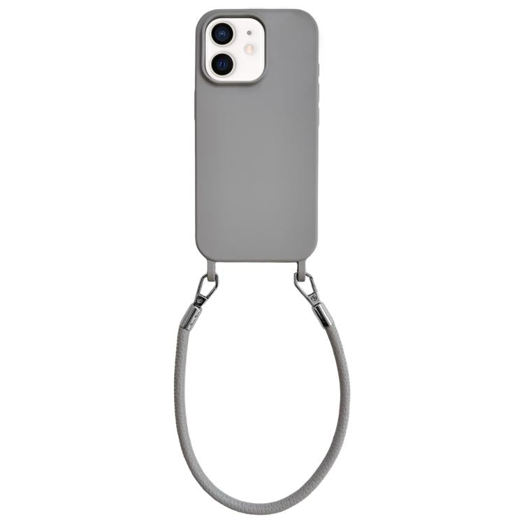 Custodia per telefono in silicone antiurto con passanti integrati per cordino e cordino in pelle., For iPhone 11