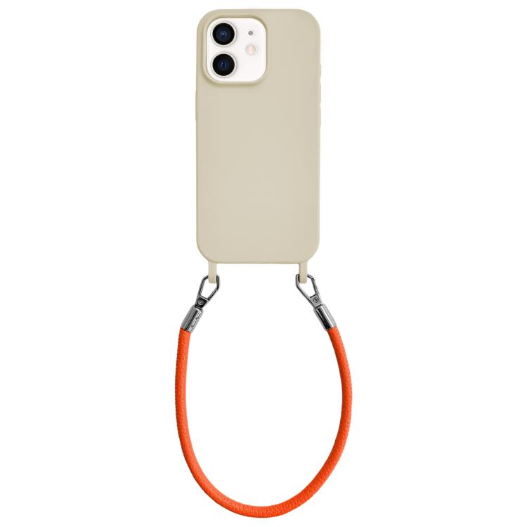 Custodia per telefono in silicone antiurto con passanti integrati per cordino e cordino in pelle., For iPhone 11