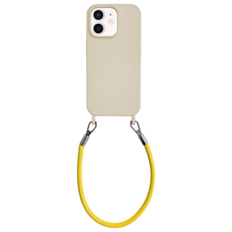 Custodia per telefono in silicone antiurto con passanti integrati per cordino e cordino in pelle., For iPhone 11