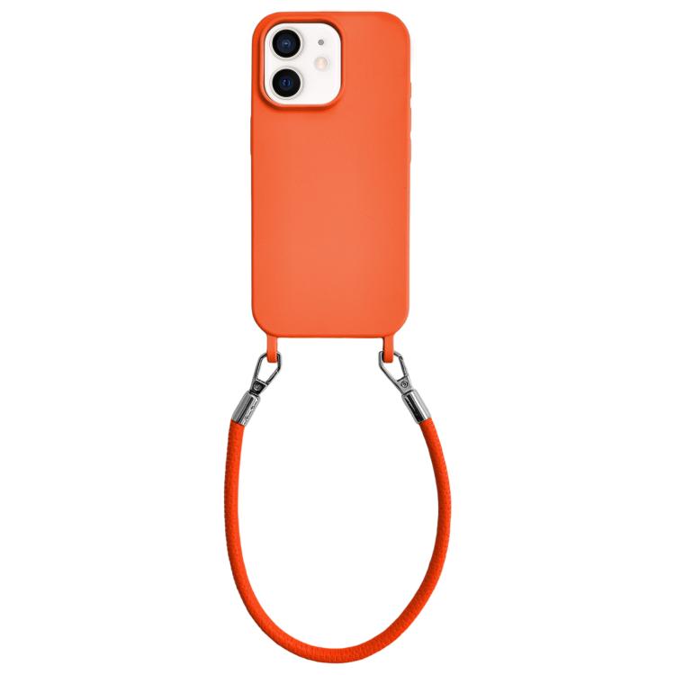 Custodia per telefono in silicone antiurto con passanti integrati per cordino e cordino in pelle., For iPhone 11