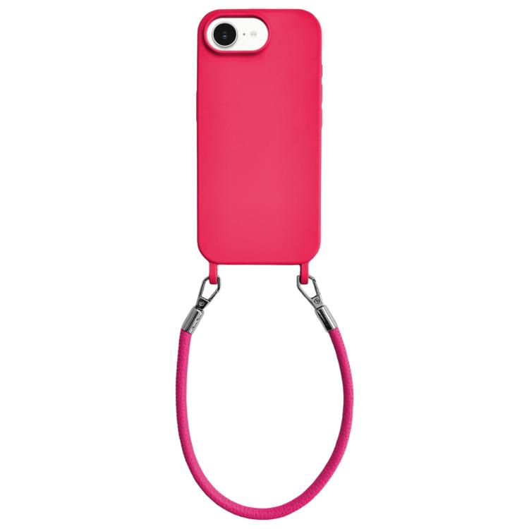 Custodia per telefono in silicone antiurto con passanti integrati per cordino e cordino in pelle., For iPhone 16e / 17e
